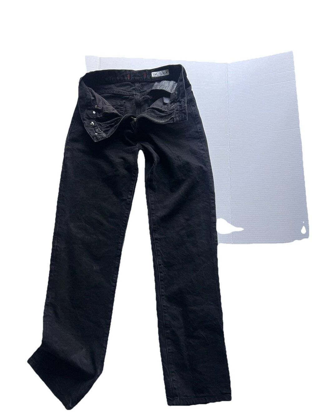 Zara Women’s Straight Leg High Rise Jeans Size 4 Faded Black Denim